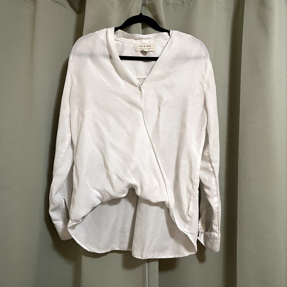 Cloth & Stone White High Low Style Wrap Blouse